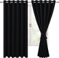 Grommet Blackout Curtains for Bedroom 70 x 63 Inches Black 2 Panels | Thermal by Hiasan