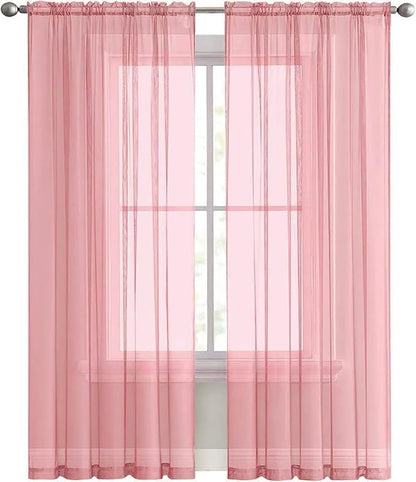 SpaceDresser Sheer Voile Window Treatment Rod Pocket Curtain Panels - Image 4