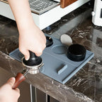 Espresso Tamping Mat - Espresso Tamping Station Food Grade Silicone Coffee Tamper Mat Espresso Accessory for Baristas Home Kitchen Bar Coffee Shop 9.84Inch x 7.87Inch (Grey)