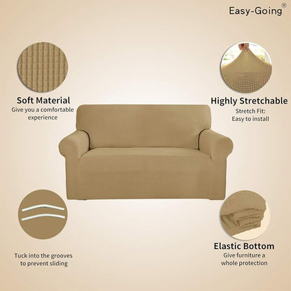 Easy-Going Stretch Oversized Sofa Couch Slipcover Washable Golden | 1-Piece - Image 3