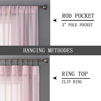Tollpiz Sheer Curtain Linen Textured Bedroom Curtains Sheer Light Filtering Rod - Image 5