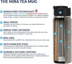 MIRA 18 oz Tea Infuser Thermos - Stainless Steel Travel Bottle with Removable Strainer for Loose Leaf Tea - Insulated Hot & Cold Brew Steeper - Marine