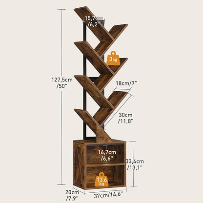 RALGEND Tree Bookshelf, 6 Tier Bookcase - Image 3