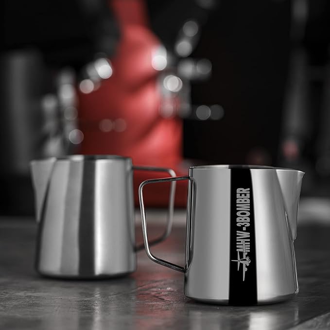 MHW-3BOMBER Espresso Steaming Pitcher Milk Frothing Pitcher Stainless Steel Milk Coffee Cappuccino Latte Art Barista Cup 13.5oz/400ml (Glossy) P5001S-OS