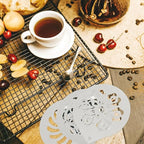 DOITOOL 6 Pcs Coffee Stencils Latte Art Stainless Steel Cappuccino Templates Coffee Templates for DIY Cupcake Mousse Hot Chocolate Milk Foam