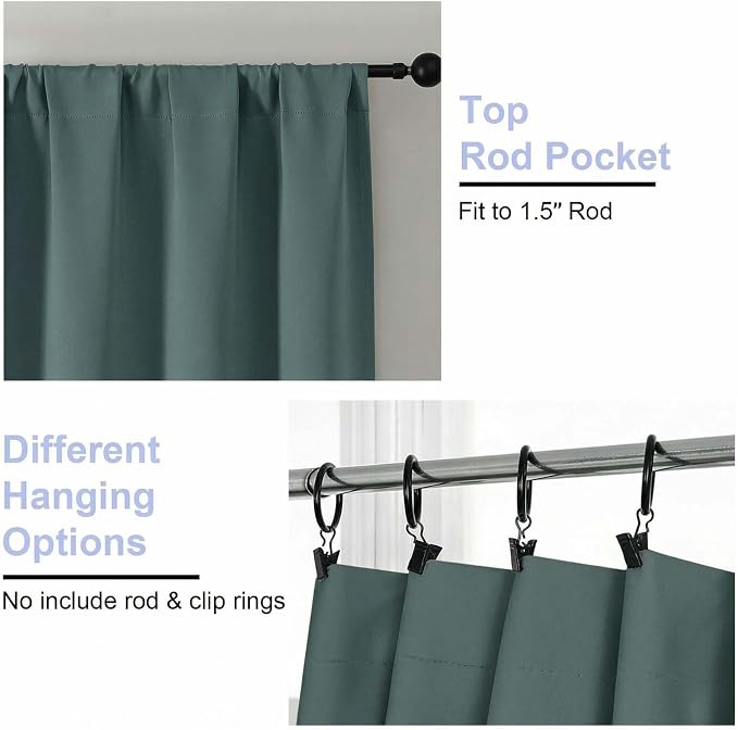 Simplebrand Ava Dark Green Short 36 Inches Blackout Curtain 2 Panels Set - Image 4