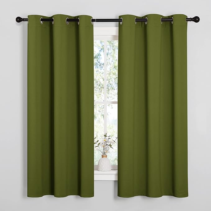 NICETOWN Olive Green Blackout Curtains 40 inches Length by NICETOWN