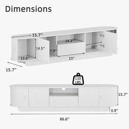 86.61'' Tambour TV Stand for 55-85 Inch, Modern Entertainment Center - Image 2