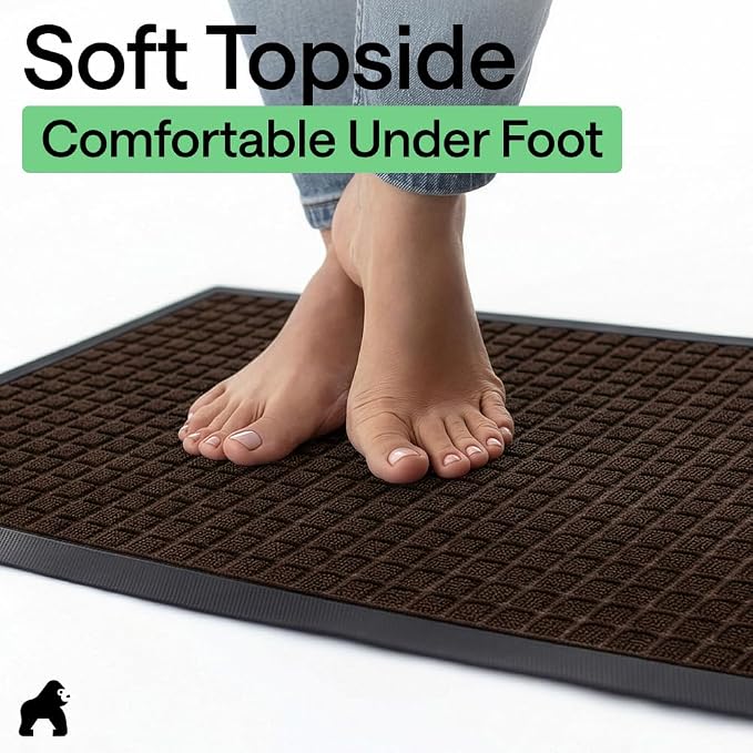 GORILLA GRIP 100% Waterproof All-Season WeatherMAX Doormat US Designed Natural - Image 8