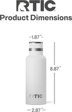 RTIC 16oz Journey Bottle Metal Stainless Steel Vacuum Insulated, BPA Free, Reusable, for Water, Hot and Cold Drinks, Travel, Sports, Camping, White