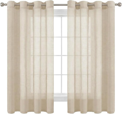 H.VERSAILTEX Linen Curtains Nickel Grommet Natural Linen Semi-Sheer Curtains 2 by HVERSAILTEX