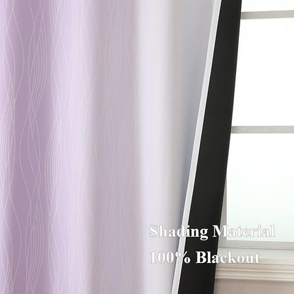 Lilac and Greyish White Ombre Blackout Curtains Living Room 90 Inches Long | - Image 5