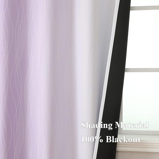 Lilac and Greyish White Ombre Blackout Curtains Living Room 72 Inches Long | - Image 5