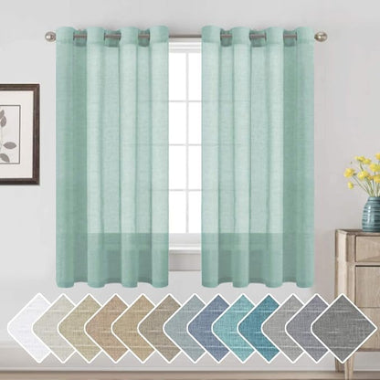 H.VERSAILTEX Linen Curtains Nickel Grommet Natural Linen Semi-Sheer Curtains 2 by HVERSAILTEX