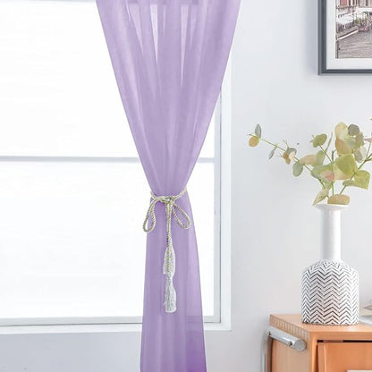 SpaceDresser Basic Rod Pocket Sheer Voile Window Curtain Panels Lavender 1 Pair - Image 5