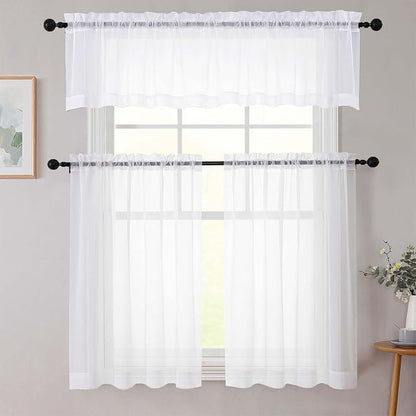 Cafe Curtains 36 Inch Length Tier 2 Pieces, Modern Soft Airy Sheer Kitchen - Image 8