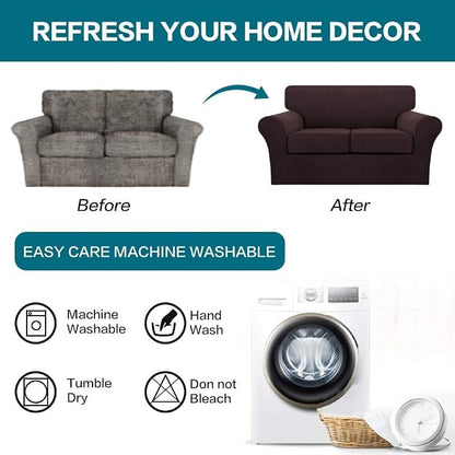 Turquoize 3 Piece Sofa Covers for 2 Cushion Couch Sofa Slipcover Soft Couch - Image 7