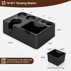 MEION Espresso Tamping Station, Detachable Espresso Knock Box and Tamp Station, 10 in 1 Espresso Organizer Fits 51, 54, 58MM Espresso Tamper, Portafilter, Distributor Puck Screen Espresso Accessories