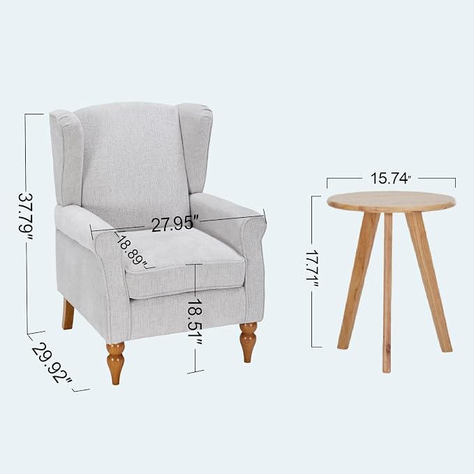Mid-Century High Wingback Chair Set of 3, Modern Fabric Accent Chair Armchair - Image 2