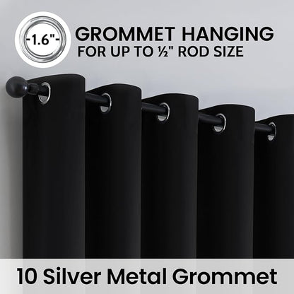 SimpleHome Black 100% Blackout Curtains Room Darkening Living Room 84 Inch | - Image 6