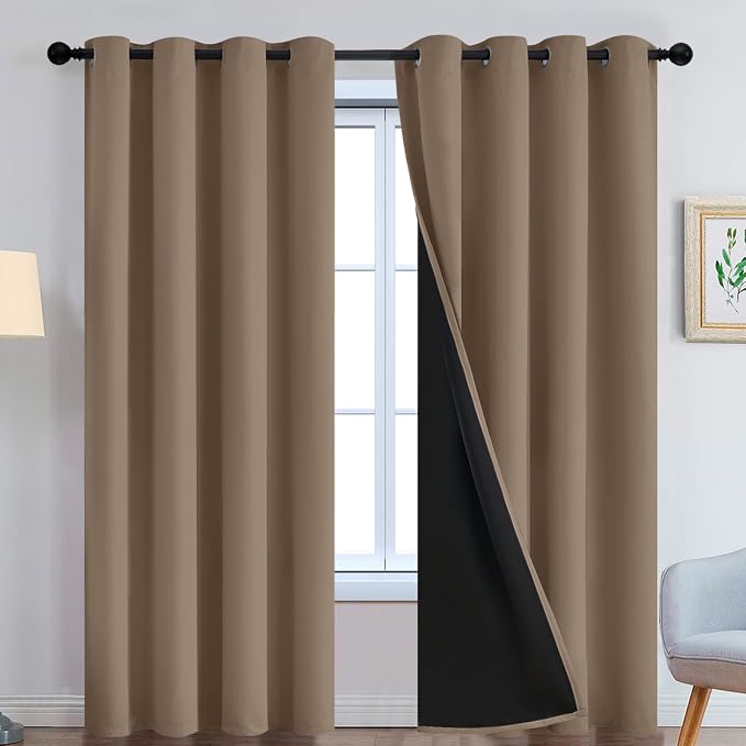 Yakamok Khaki Blackout Curtains 96 Inches Long by Yakamok