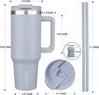 BJPKPK Tumbler With Handle And Straw 40oz Insulated Tumbler Cups With Lid Stainless Steel Travel Coffee Mug,Modern Blue