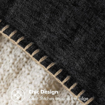 MIULEE Decorative Lumbar Throw Pillow Covers 12x20 Inch Black 2 Pack | - Image 2