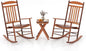 Tangkula 3-Piece Outdoor Poplar Wood Rocking Bistro Set, High Back Front Porch by TANGKULA