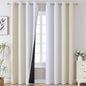 Beige and Greyish White Ombre Blackout Curtains Living Room 90 Inches Long | by ESTELARTEXTILER