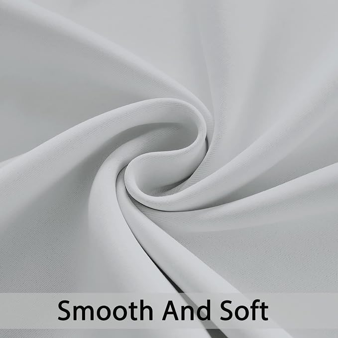 Yakamok Greyish White Curtains for Bedroom, Grommet Thermal Insulated Room - Image 6