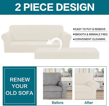 Turquoize Stretch Sofa Slipcover 2 Pieces Sofa Cover Couch Cover - Image 3