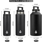 BJPKPK Insulated Water Bottles, Dishwasher Safe 36 oz Water Bottle with Handle, Leakproof BPA Free Water Jug, Stainless Steel Thermos for Sports, Black