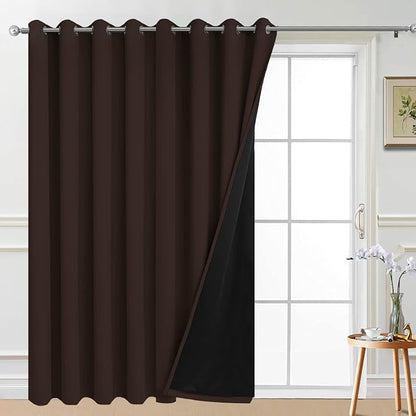 Yakamok Brown 100% Blackout Patio Door Curtain Panels W100 x L84, 1 Panel | by Yakamok