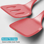 600˚F Heat Resistant Silicone Spatula Set, 13.6" Kitchen Spatula Turners for Non Stick Cookware, Flexible Spatulas with Thin Edges, Seamless Cooking Utensils for Fish, Eggs, Pancakes, Red