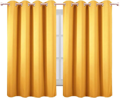 Blackout Curtains 66 x 54 Inch Long Yellow Curtains Set of 2 Panels Room - Image 2