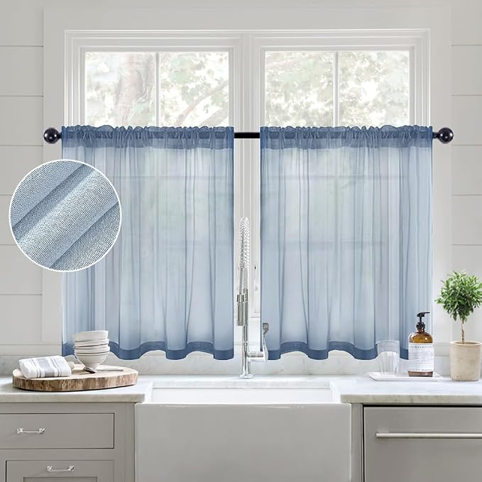 MIULEE Semi Sheer Kitchen Curtains 36 inch Length Half Window Curtains by MIULEE