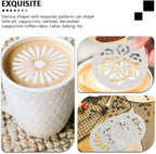 DOITOOL 6 Pcs Coffee Stencils Latte Art Stainless Steel Cappuccino Templates Coffee Templates for DIY Cupcake Mousse Hot Chocolate Milk Foam