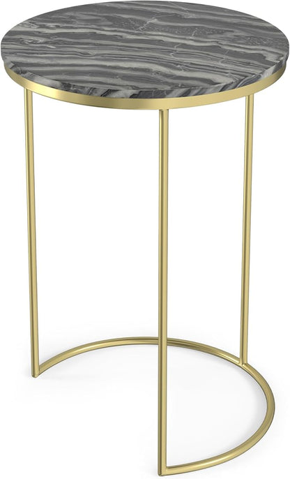 SIMPLIHOME Ashley Nesting Tables Set – 16 inch Wide Genuine Marble Top Metal - Image 8