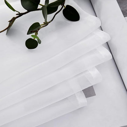 MIULEE 2 Panels Kitchen Tiers Half Window Sheer Curtains 29 X 24 Inch White | - Image 5