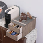 Drawer Organizer Coffee Pod Holder - Kitchen Cutlery Storage Accessories/ K-Cup Drawers with Detachable Wooden Partition - Coffee Capsules Organization Counter - Wood desktop Small Cabinets