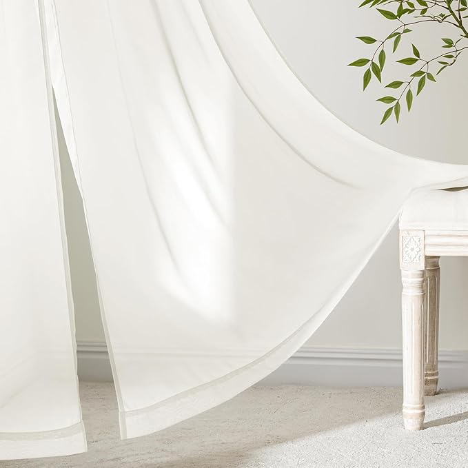 MIULEE Ivory Sheer Curtains 72 Inches Long 4 Panels 42 x 72 Inches | Light - Image 6