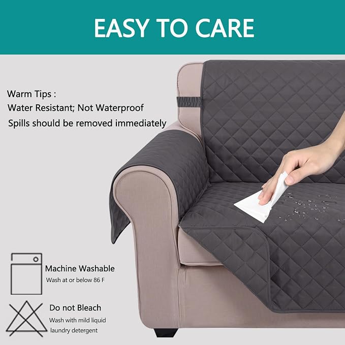 U-NICE HOME Reversible Recliner Chair Covers, Dark Grey | 23''Armchair Cover - Image 5