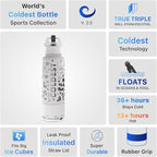 Coldest Insulated Water Bottle with Straw Lid - Stainless Steel Metal Insulated Bottle for Men & Women (Silver Leopard, 40 oz)