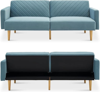 mopio 76.4" Futon Sofa Bed, Sleeper Sofa, Mid Century Modern Futon Couch - Image 9