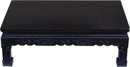 Chinese Handmade Dark Brown Rosewood Low Kang Table Stand Acs4815 - Image 3