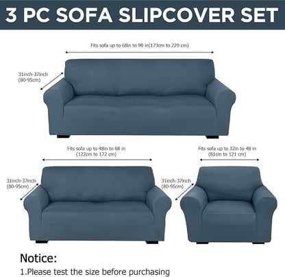 Peryiter 3 Pcs Couch and Loveseat Covers Set Sofa Cover - Image 2