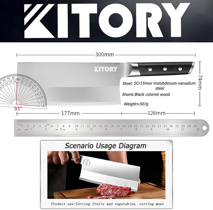 Kitory 7" Lightweight Meat Cleaver, Chinese Chef Knife for Slicing & Chopping (No Bones)- German High Carbon Steel - Ergonomic Pakkawood Handle - Ideal for Women, 2024 Gift (Metadrop Series)