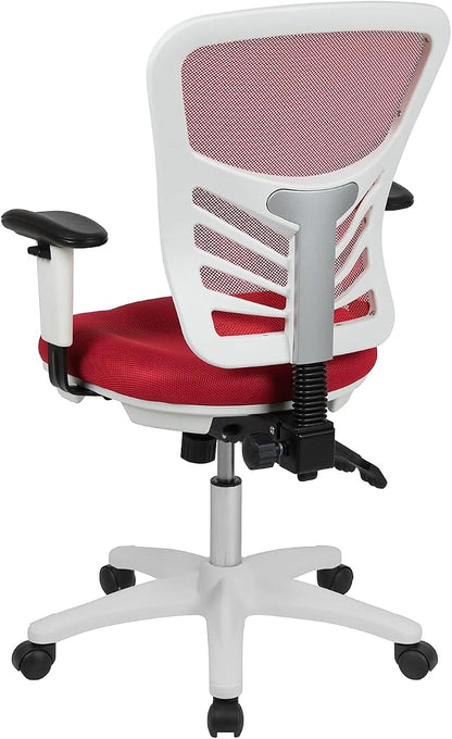 Flash Furniture Nicholas Mid-Back Red Mesh Multifunction Executive Swivel - Image 7