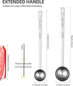 304 Stainless Steel Coffee Scoop, Long Handle Measuring Scoop for Ground Coffee, Engraved TBSP/ML, Dishwasher Safe (1 Tbsp & 2 Tbsp)