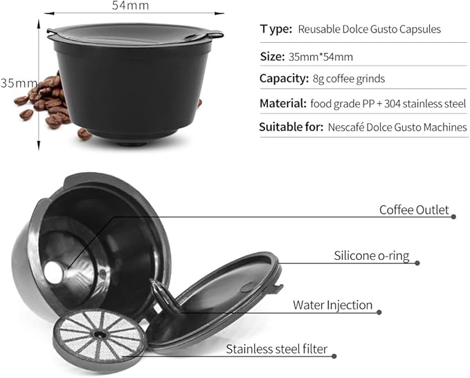 BRBHOM Colorful Dol*e Gu*to Refillable Capsules Pods,6 Refillable Coffee Capsule Reusable Coffee Filter Compatiable with Dol*e G*sto(6 Pcs colorful）
